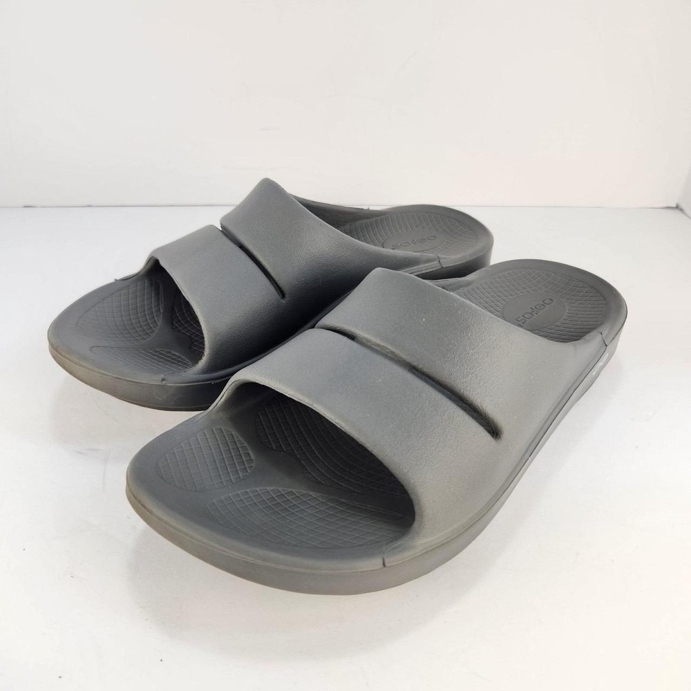 OOFOS OOahh Sport Flex Slides Black Recovery Sandals Men's 9 Women's 11 M9/W11